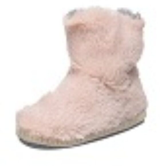 D&F Dearfoam Fluffy Pile Bootie Slipper, Dusty Pink, 9-10 - Picture 2 of 4
